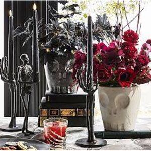 Pottery Barn skeleton 💀 Taper Candle Holder BNIB